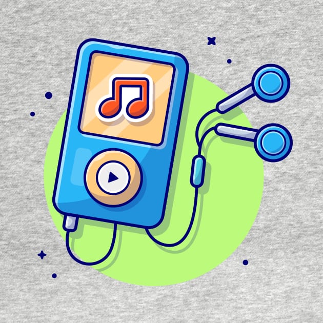 Ipod Audio Music Player with Earphone Cartoon Vector Icon Illustration (2) by Catalyst Labs